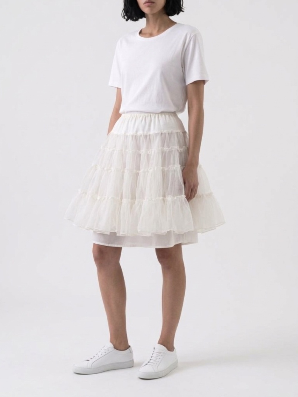 Jacque Originals White Layered Ruffle Tutu Petticoat Skirt